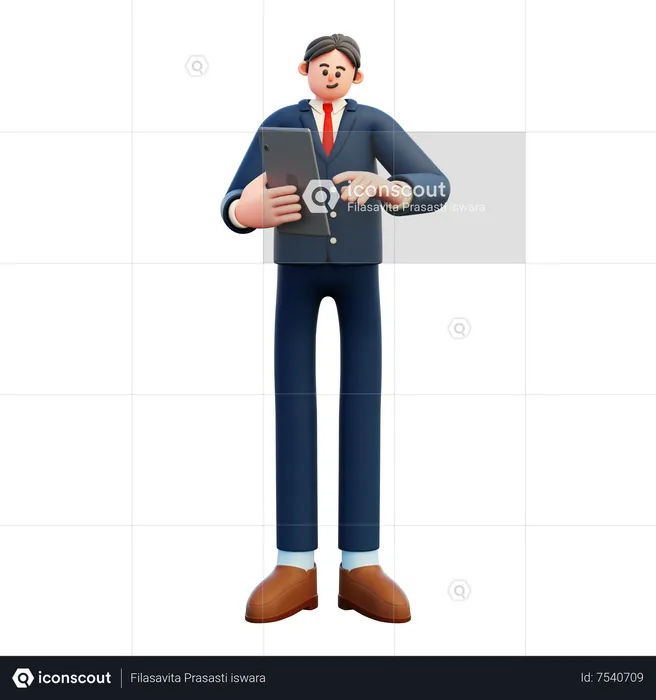 Businessman holding tablet  3D Illustration