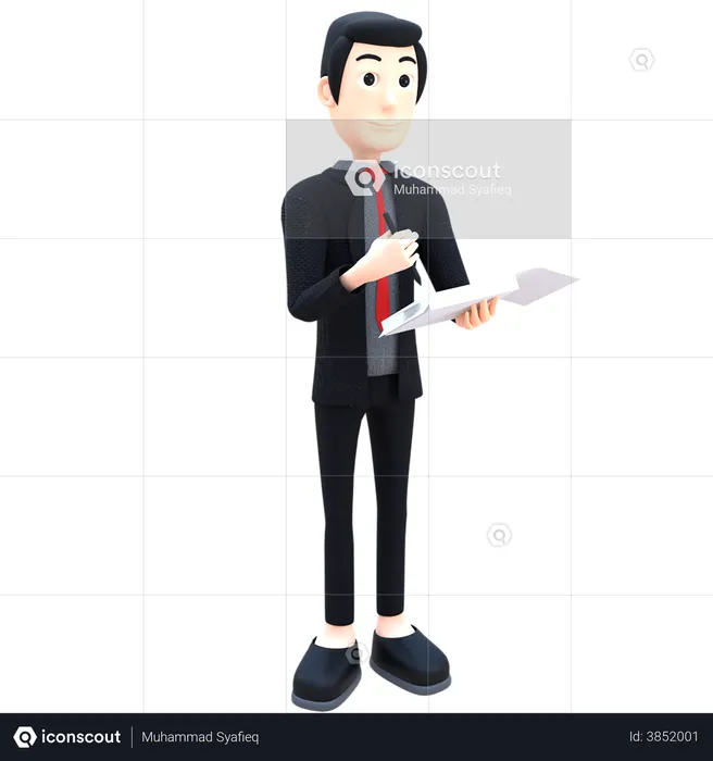 Businessman holding tablet  3D Illustration