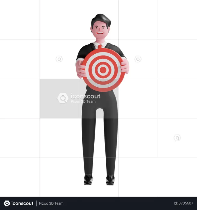 Businessman Holding Target Board  3D Illustration