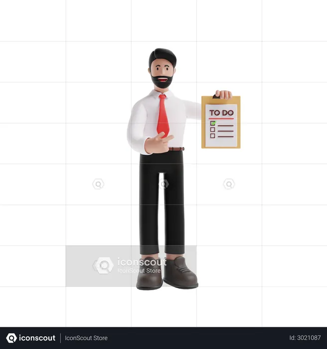 Businessman holding Todo List  3D Illustration