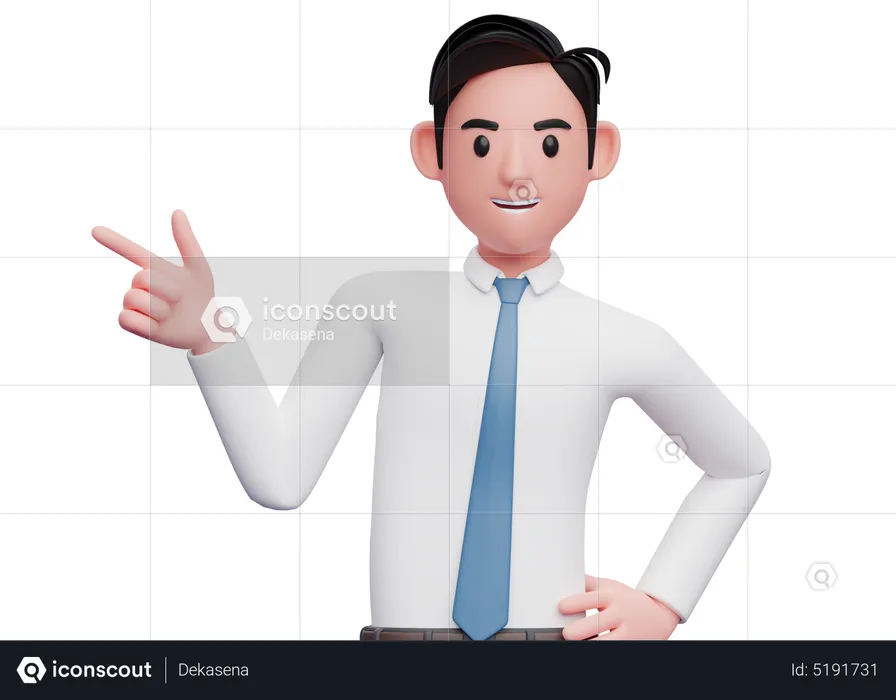 Businessman in a white shirt pointing with finger gun  3D Illustration
