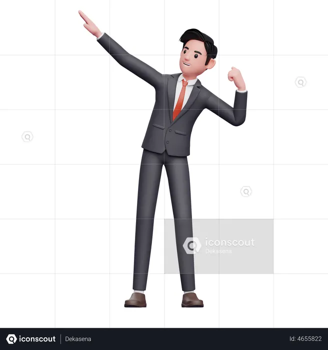 Businessman in formal suit and celebrate victory  3D Illustration