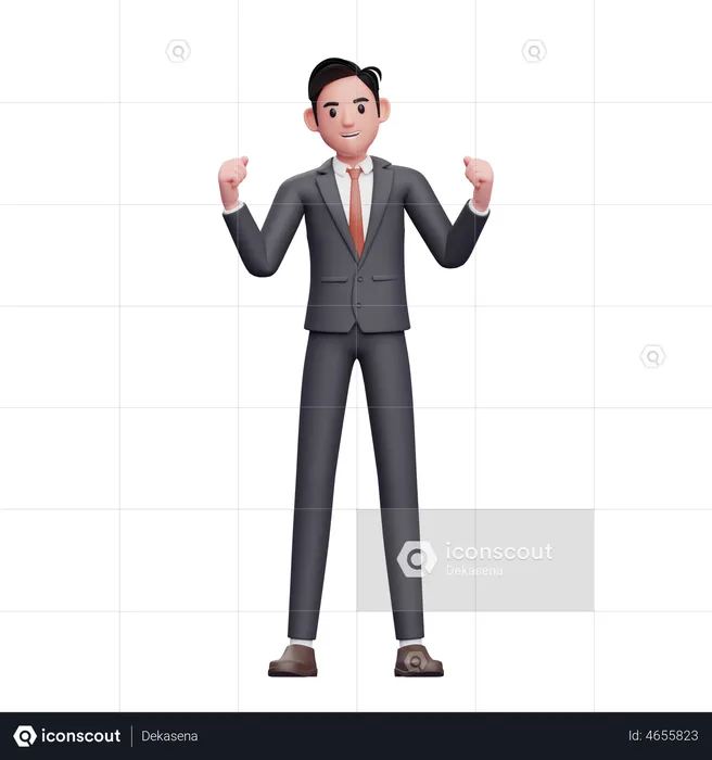 Businessman in formal suit celebrating  3D Illustration