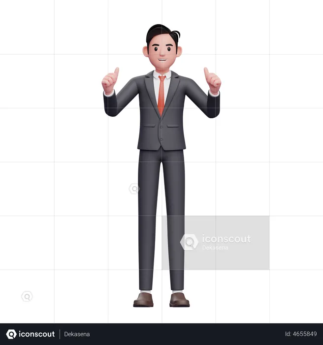 Businessman in formal suit give applause thumbs up  3D Illustration