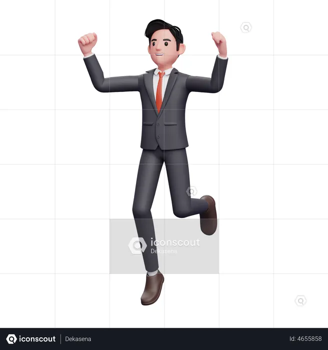 Businessman in formal suit jump  3D Illustration