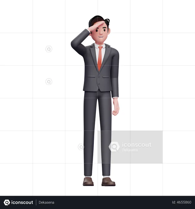 Businessman in formal suit looking far away  3D Illustration