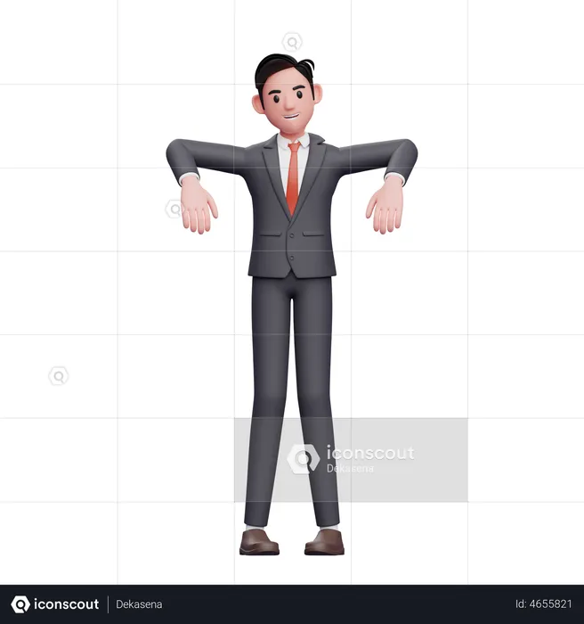 Businessman in formal suit marionette pose  3D Illustration