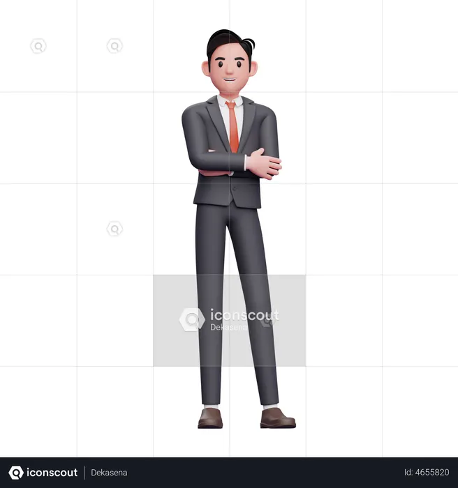 Businessman in formal suit stylish With Crossed Arms  3D Illustration