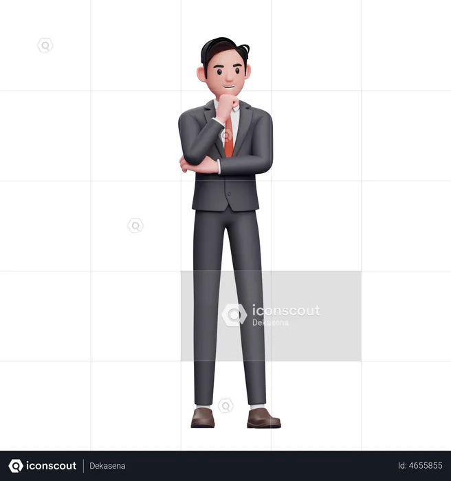 Businessman in formal suit thinking  3D Illustration