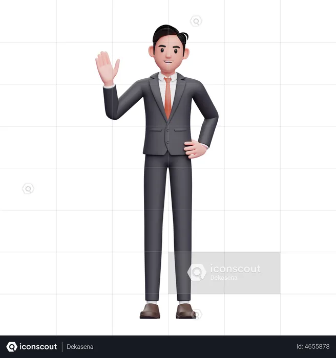 Businessman in formal suit waving hand  3D Illustration