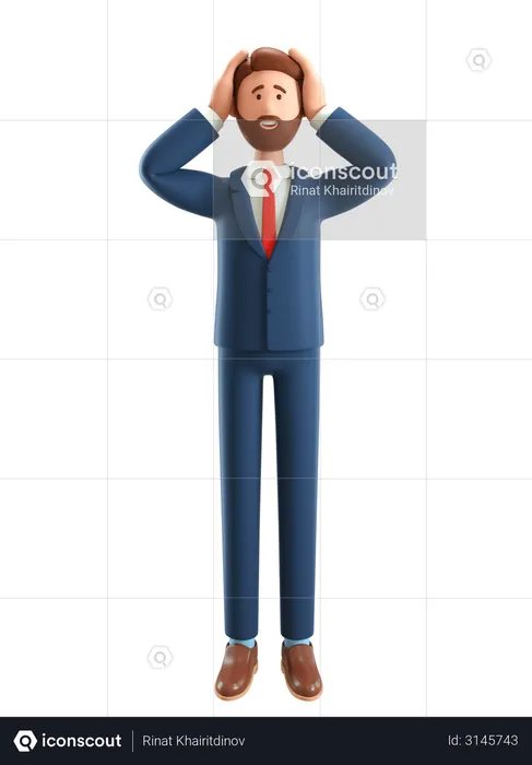 Businessman in panic  3D Illustration