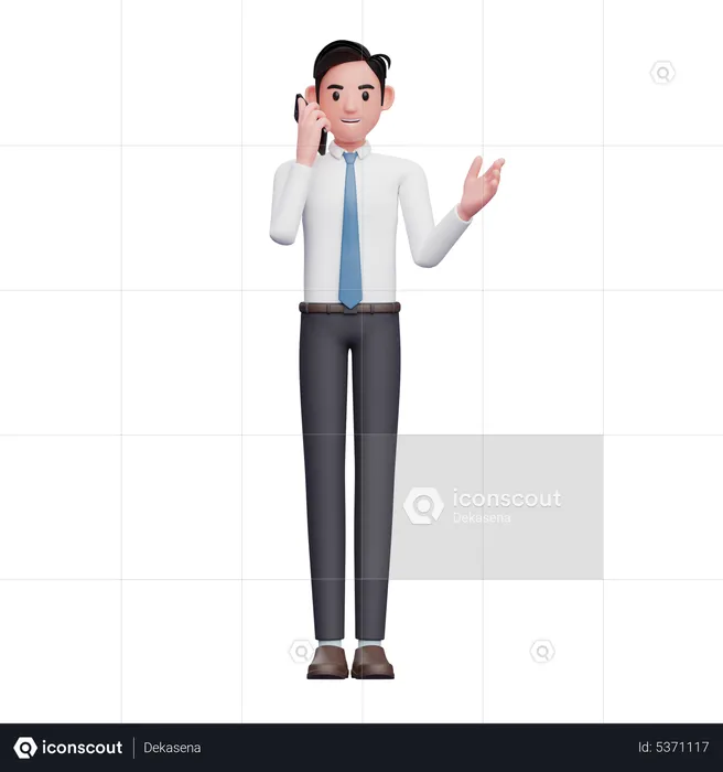 Businessman in white shirt making phone calls  3D Illustration
