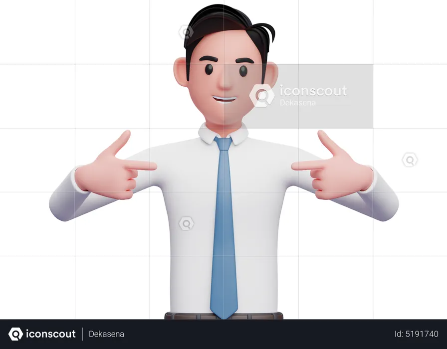 Businessman in white shirt pointing self  3D Illustration