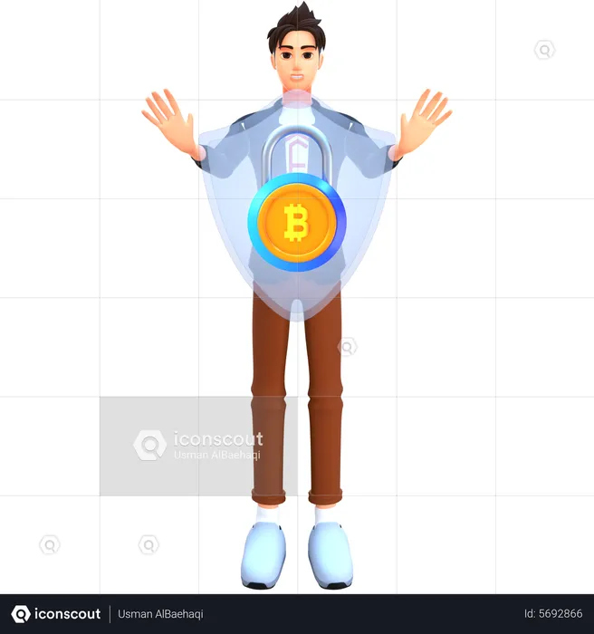 Businessman investing bitcoin security  3D Illustration