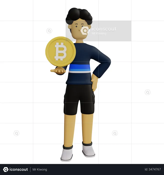 Businessman investing in bitcoin  3D Illustration