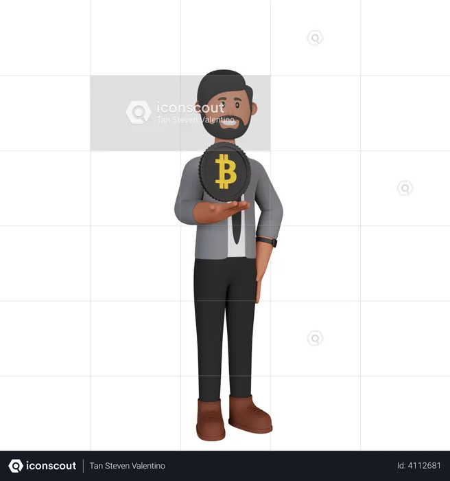 Businessman Investing in bitcoin  3D Illustration