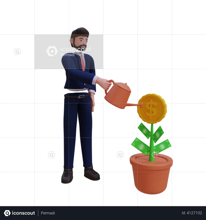 Businessman investing money  3D Illustration
