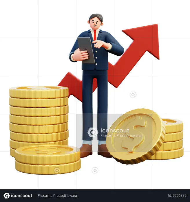 Businessman Investing Money In Stock  3D Illustration