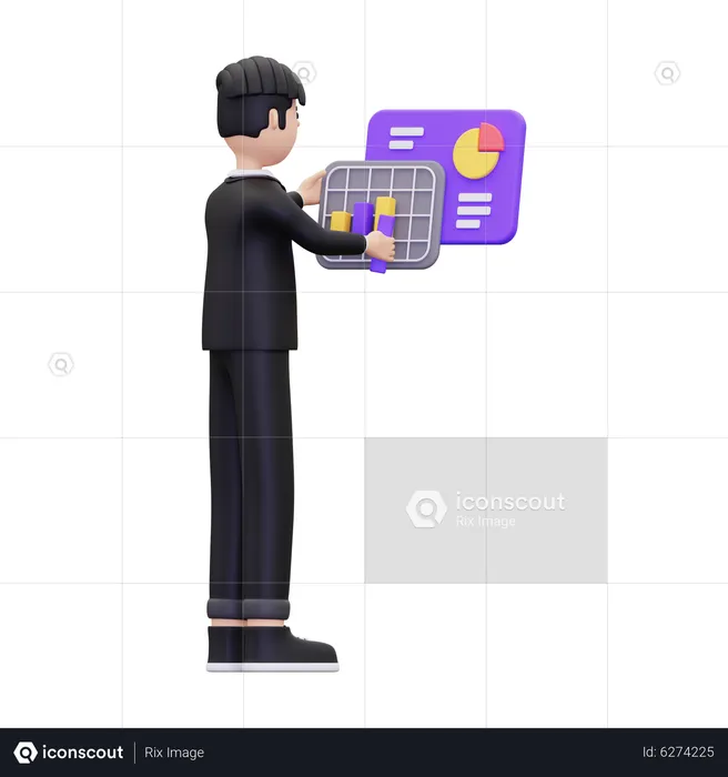 Businessman is analyzing data  3D Illustration