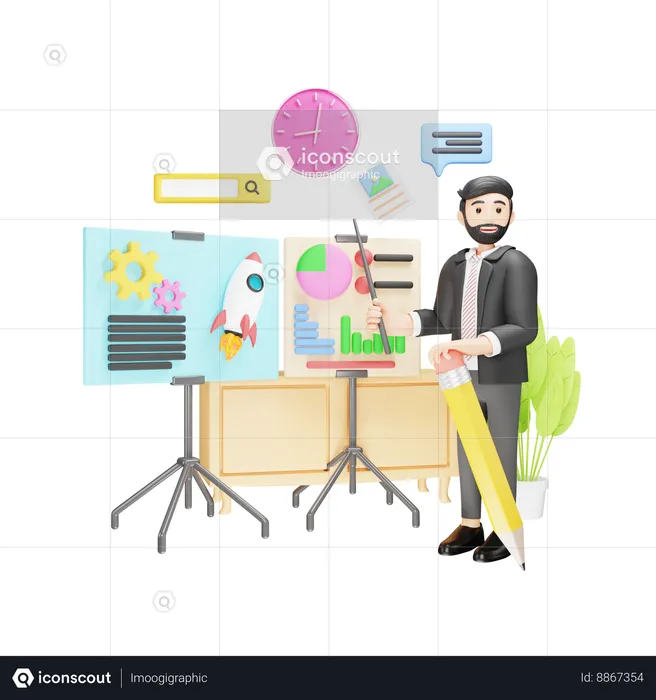 Businessman is giving presentation  3D Illustration