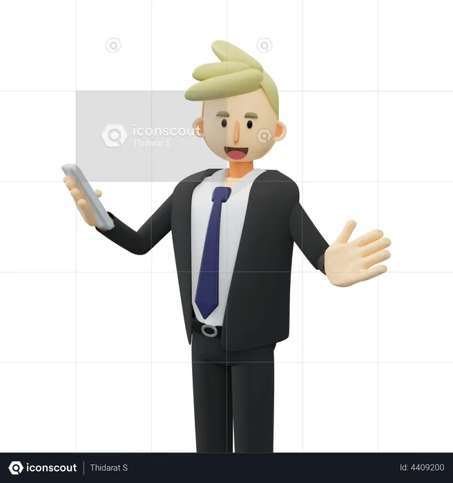 Businessman is holding a smartphone  3D Illustration