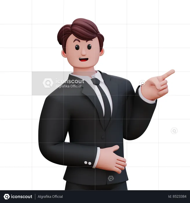 Businessman Is Pointing Towards Direction  3D Illustration