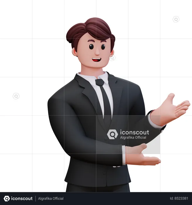 Businessman Is Showing Direction  3D Illustration