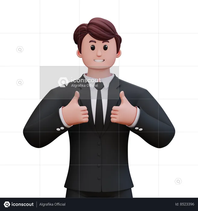 Businessman Is Showing Thumbs Up  3D Illustration