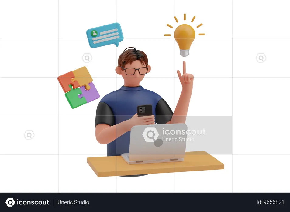 Businessman is solving customer doubts  3D Illustration