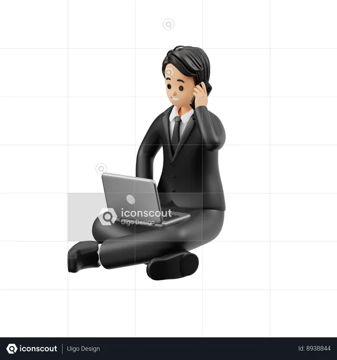 Businessman Is Talking On Phone  3D Illustration