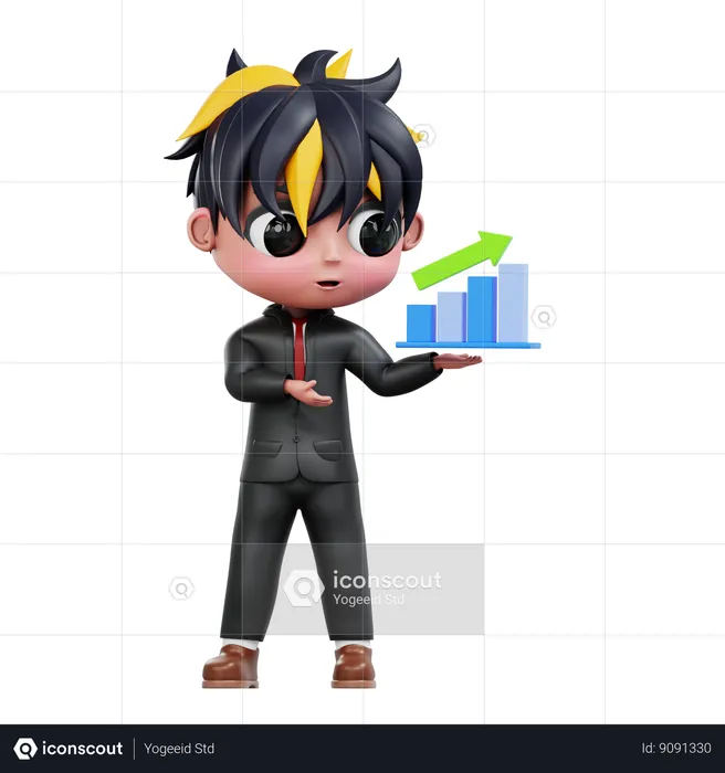 Businessman Is Viewing At Business Analysis  3D Illustration