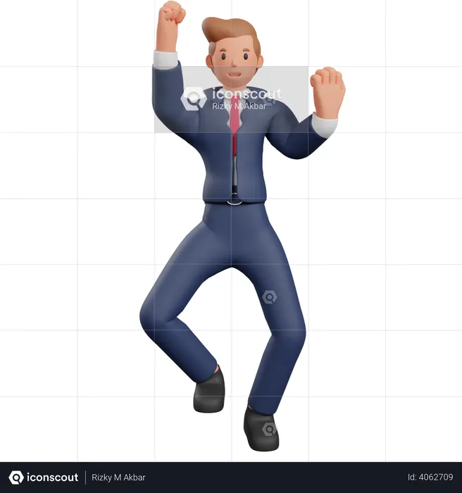 Businessman jumping for succes  3D Illustration