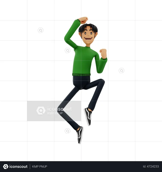 Businessman Jumping In Air  3D Illustration