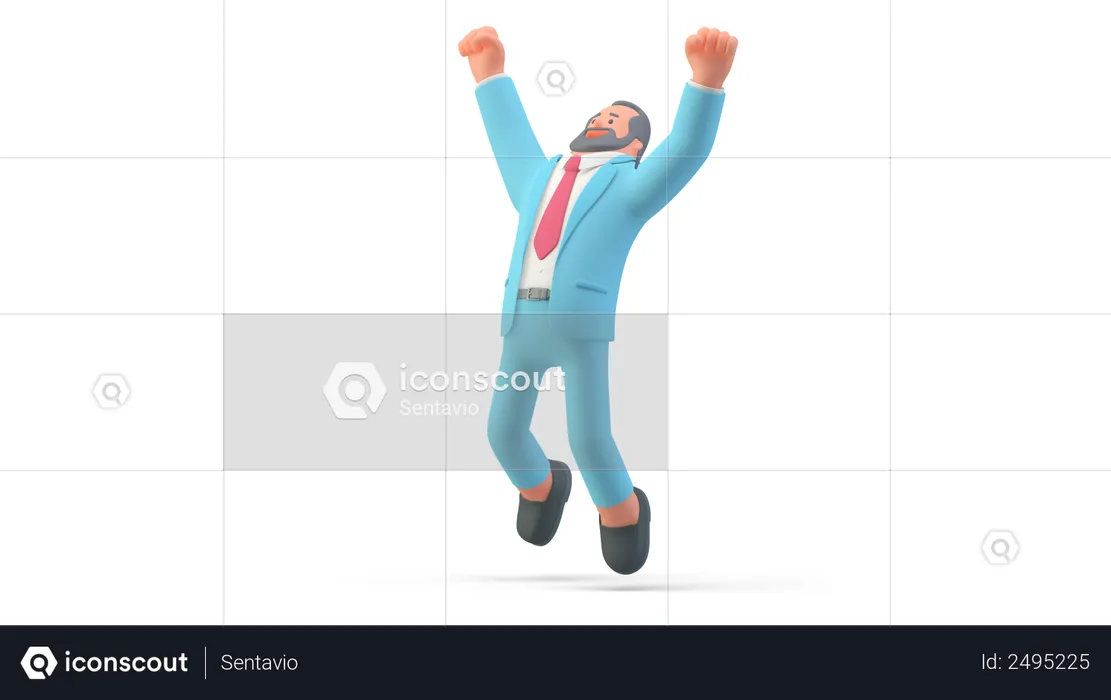 Businessman jumping out of joy  3D Illustration
