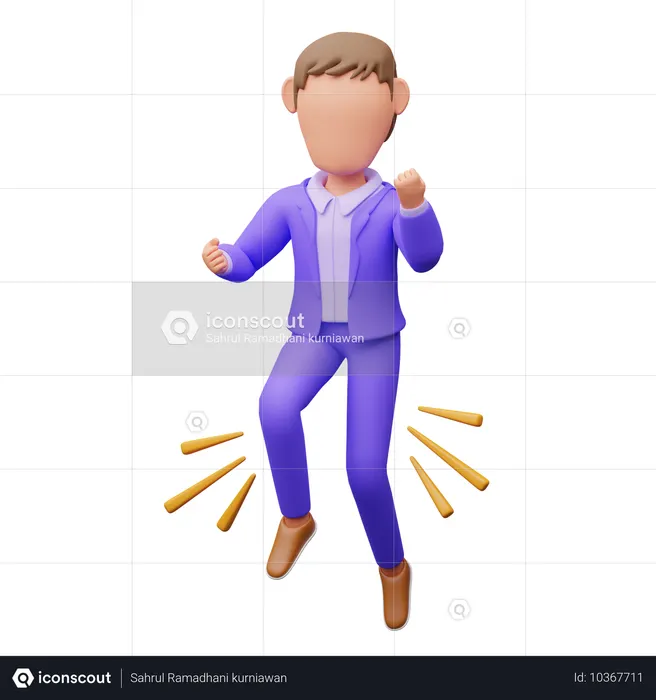 Businessman Jumps Happily  3D Illustration