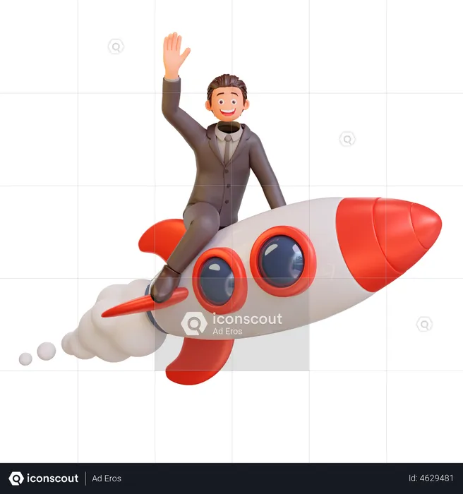 Businessman launching business startup  3D Illustration