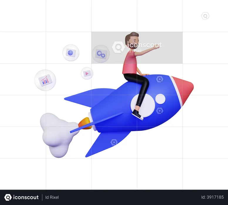 Businessman launching business startup  3D Illustration