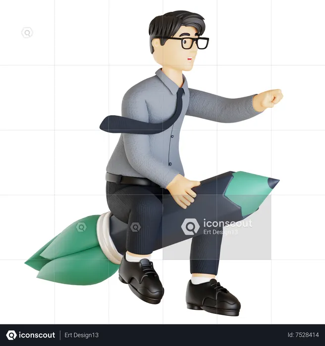 Businessman launching edtech startup  3D Icon