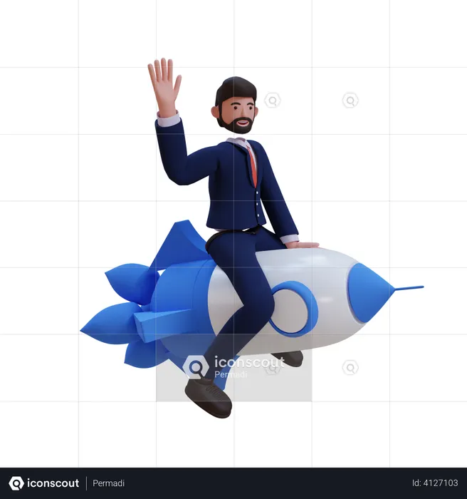 Businessman launching startup  3D Illustration