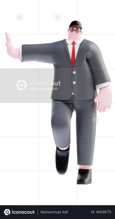 Businessman leaning on one hand  3D Icon