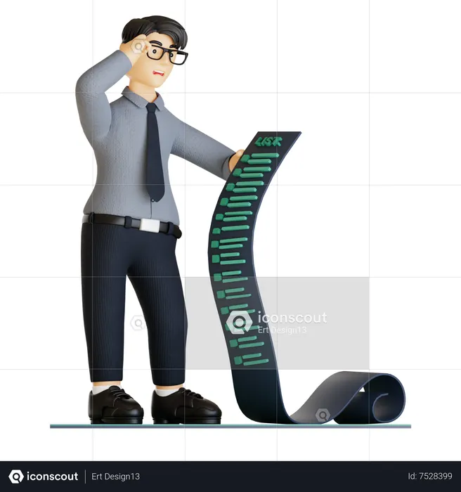 Businessman looking at to do list  3D Illustration