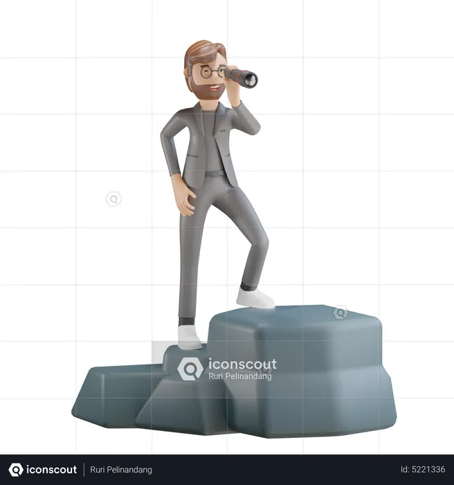 Businessman looking for opportunities  3D Illustration