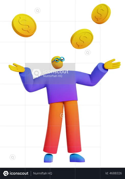 Businessman looking profit  3D Illustration