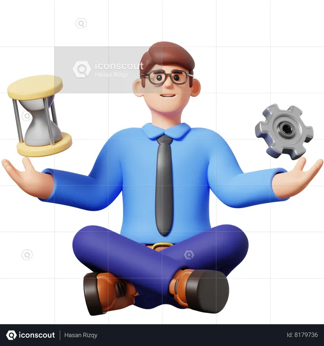 Businessman Management Time  3D Illustration