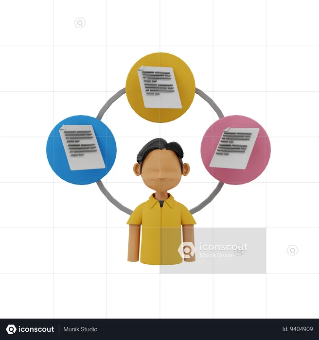 Businessman Managing Files  3D Icon