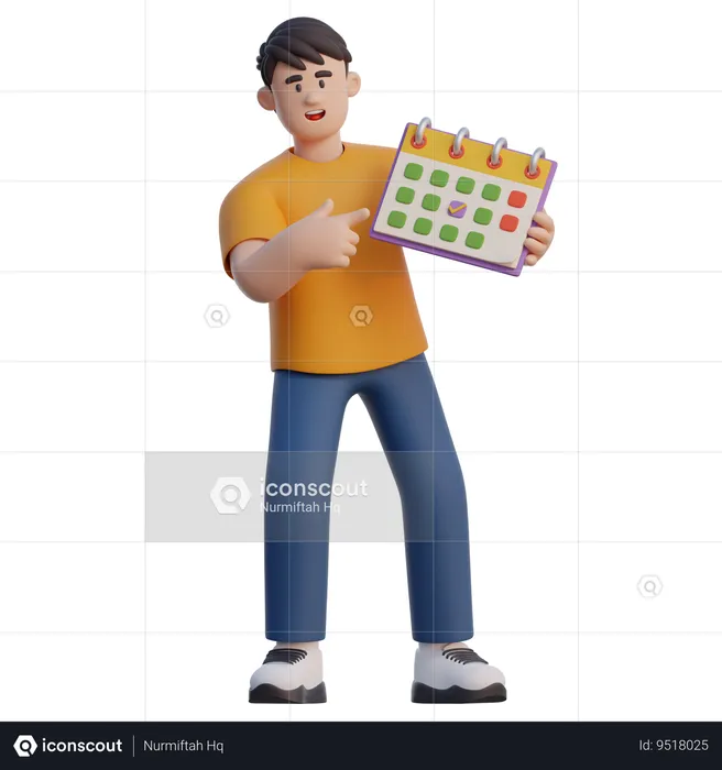 Businessman Marking Calendar  3D Illustration