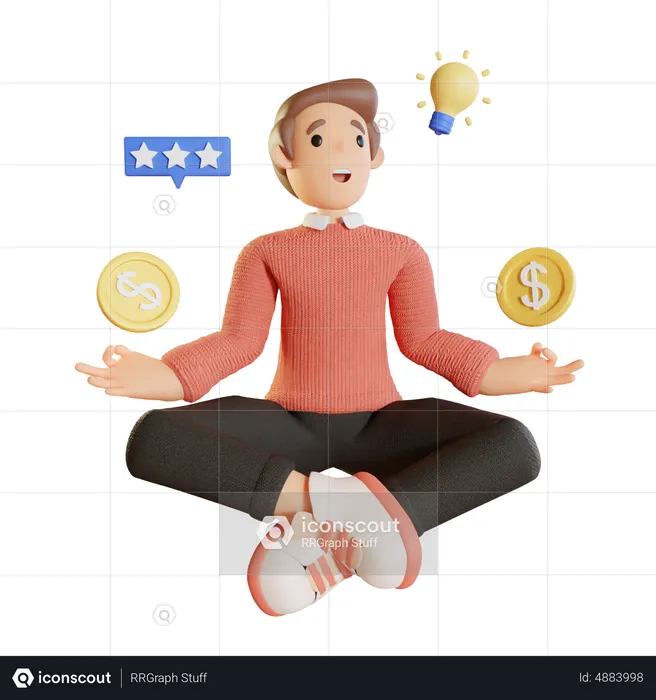 Businessman Meditating  3D Illustration