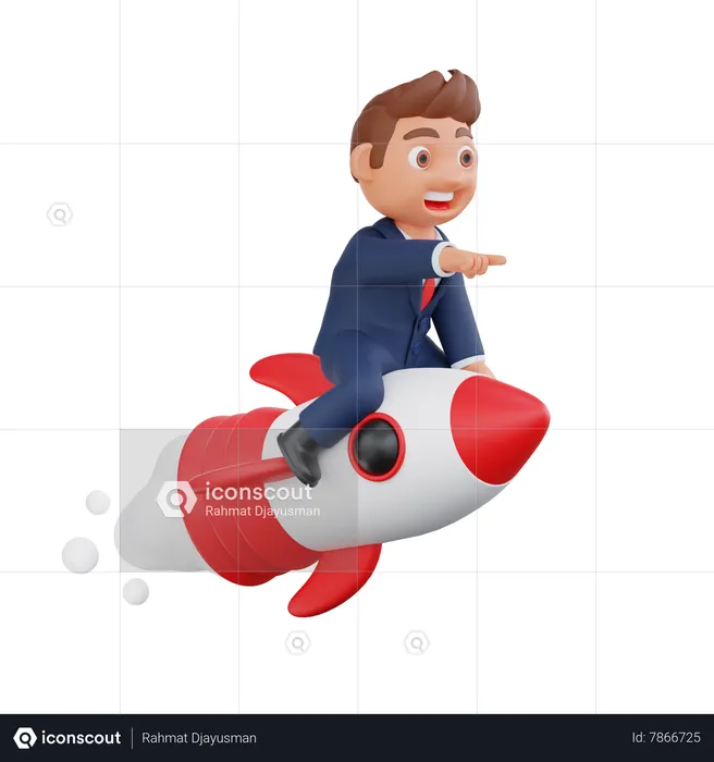 Businessman moving startup towards success  3D Illustration