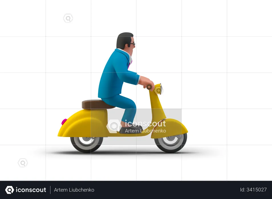 Businessman on a scooter  3D Illustration