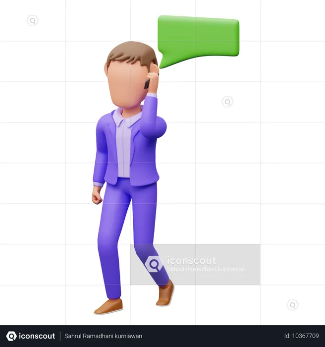 Businessman On Call  3D Illustration